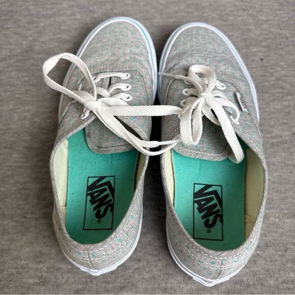 Vans Off The Wall Teal Chambray Dots Print Gray Sz 7.5 Shoes Low Top Men’s Sz 6 - Picture 6 of 10